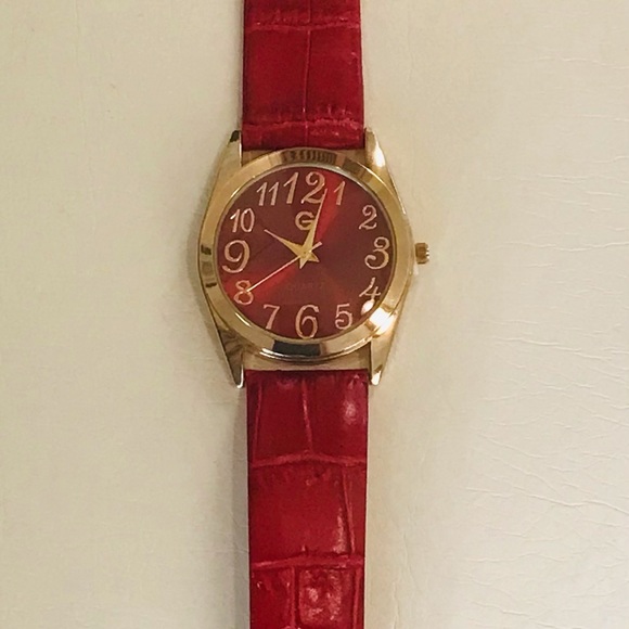 GOSSIP Red Watch Leather Band - Picture 2 of 9